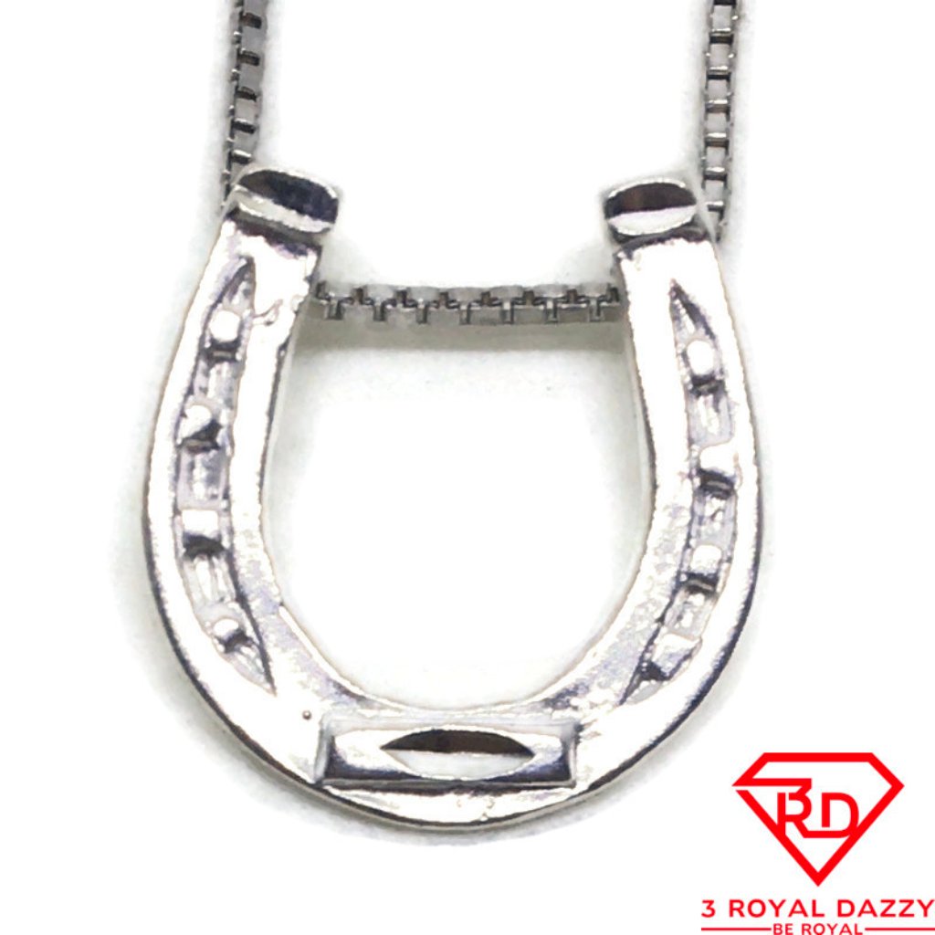 Horse Shoe Charm 3d Pendant 925 Sterling Silver